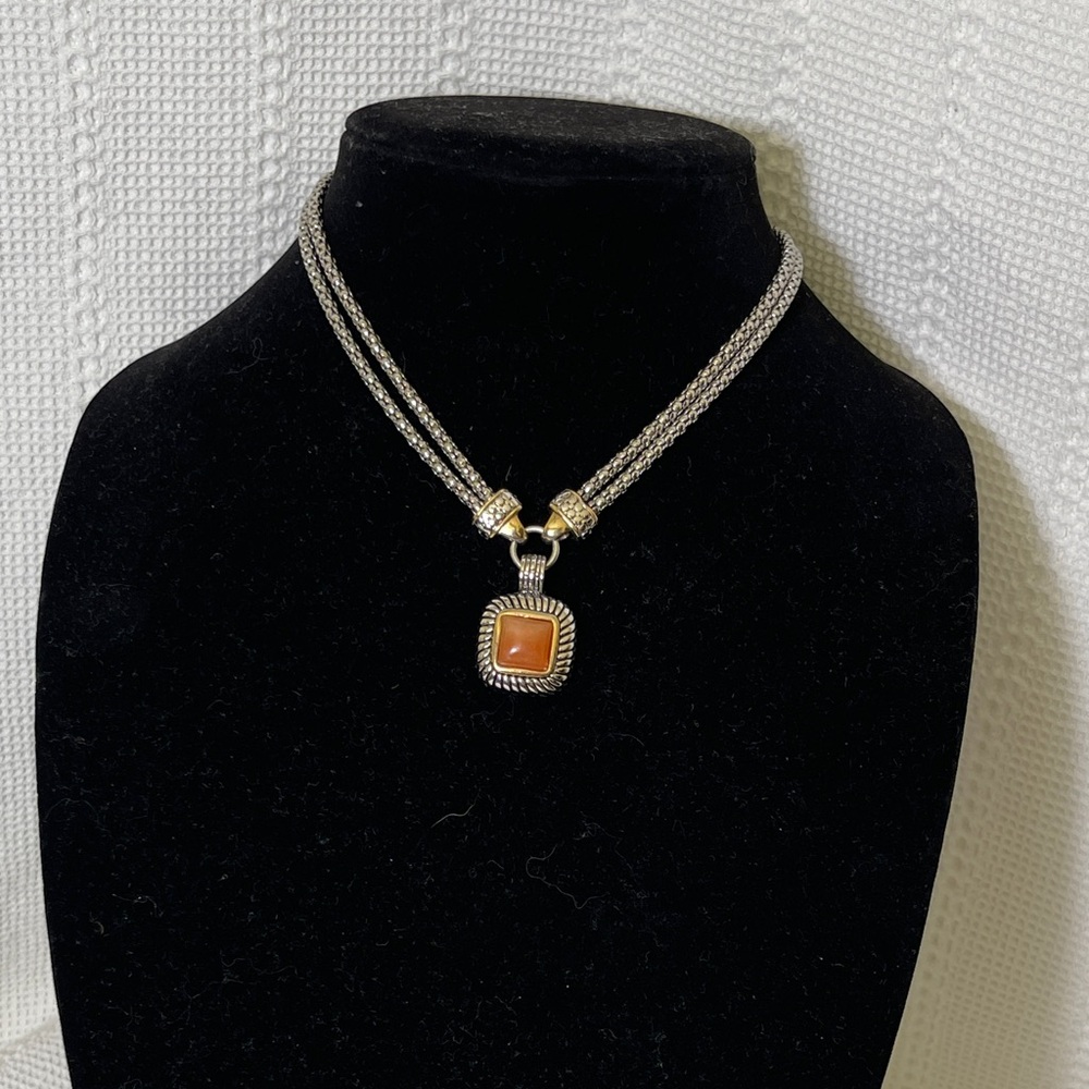Elegant Silver and Gold Pendant‎ Necklace